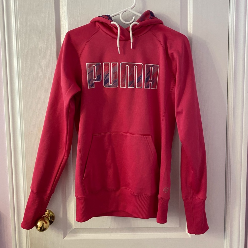 PUMA pink hoodie size medium with large logo